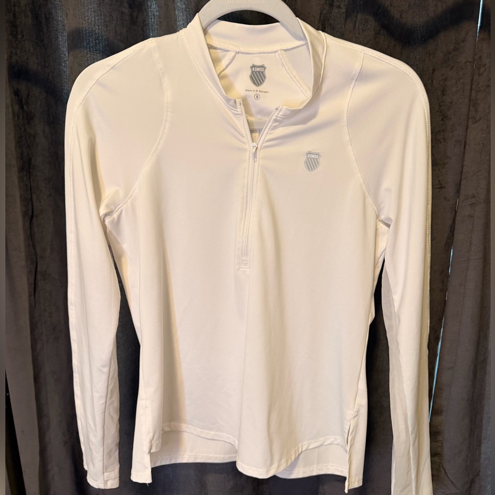 K-Swiss White Quarter Zip Top